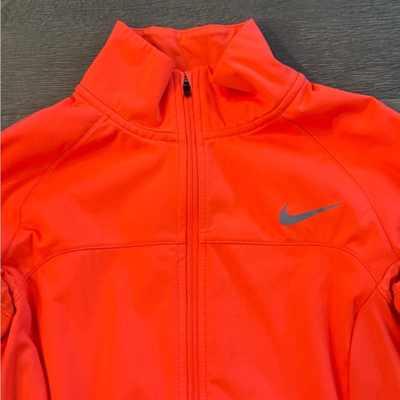 Nike Dri-Fit Running Reflective Neon Orange Full Zip Workout Jacket - Picture 3 of 10